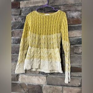 Anthropologie Sparrow Yellow Ombre Cable Knit Sweater